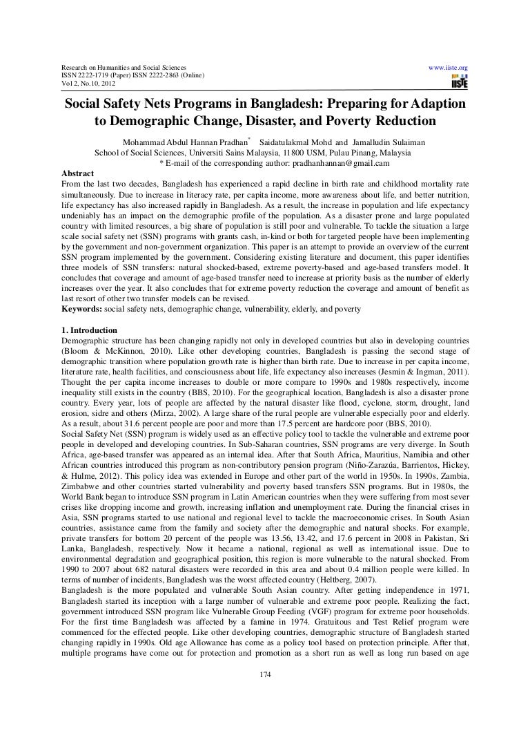 Social safety nets programs in bangladesh