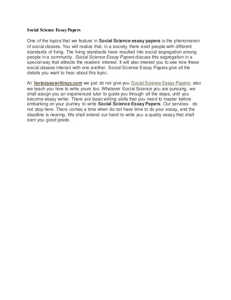 Social science research essay example picture