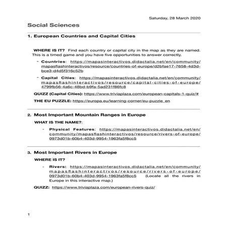 Social sciences europe games 