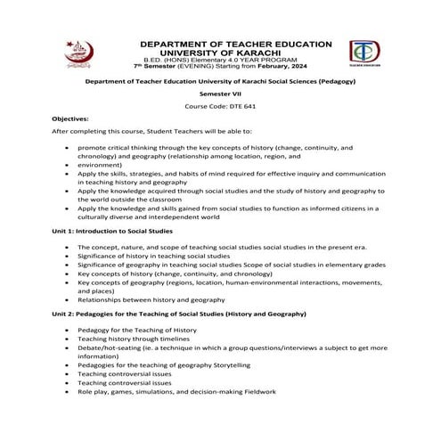 Social Sciences (Pedagogy) Course code 641 University of Karachi.docx