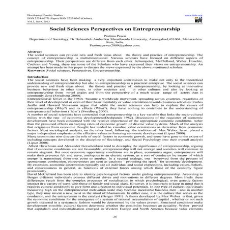 Social sciences perspectives on entrepreneurship