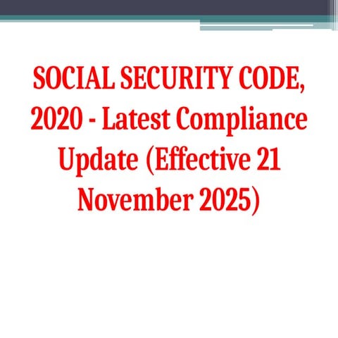 Code on Social Security, 2020-Part I | PPTX