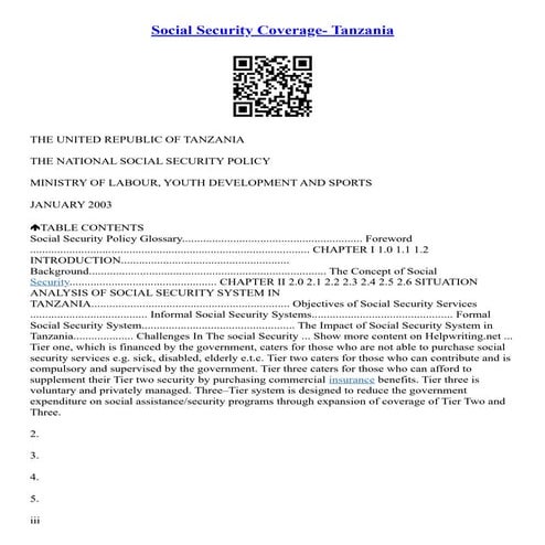 Social Security Coverage- Tanzania