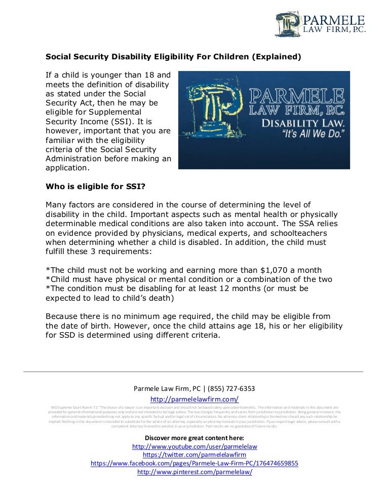Social Security Disability Eligibility For Children (Explained)