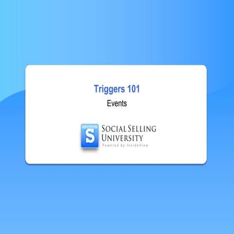 Social Selling - Trigger Events for sales