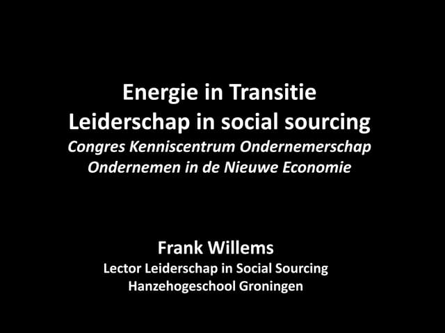 Energie in transitie, leiderschap in Social Sourcing