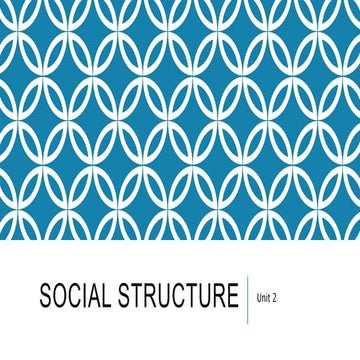 Social structure is the organized set of social institutions and patterns of ...