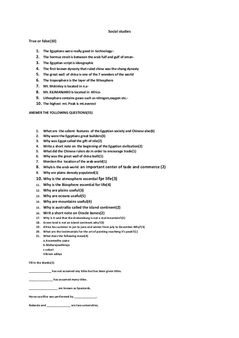 Social studies grade 6