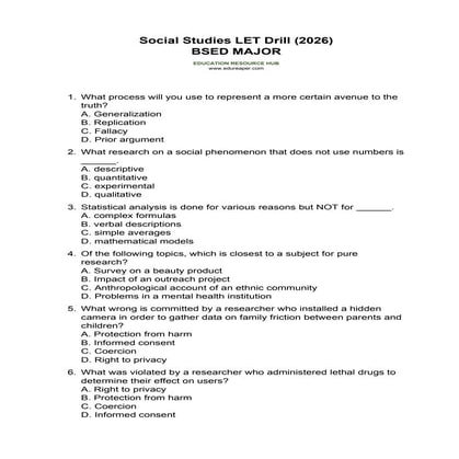 Social Studies LET Drill 2026.pdf [www.edureaper.com] | PDF