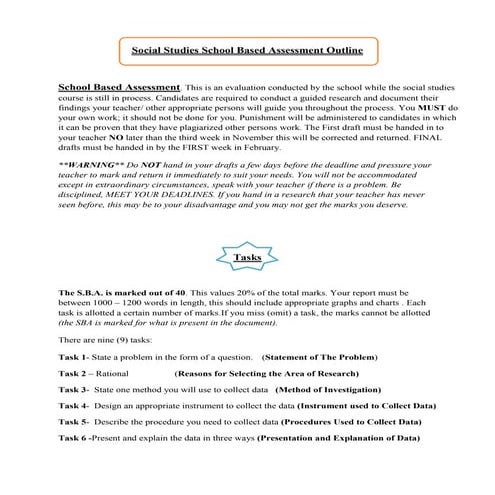 Social studies school based assessment outline