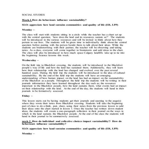 Social studies unit plan