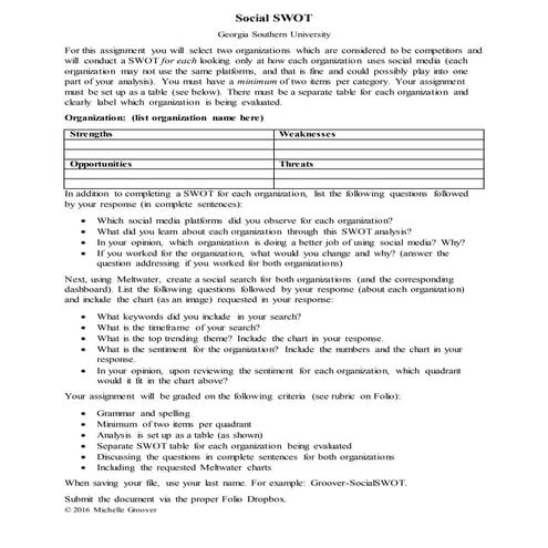 SWOT Analysis with Social Media 