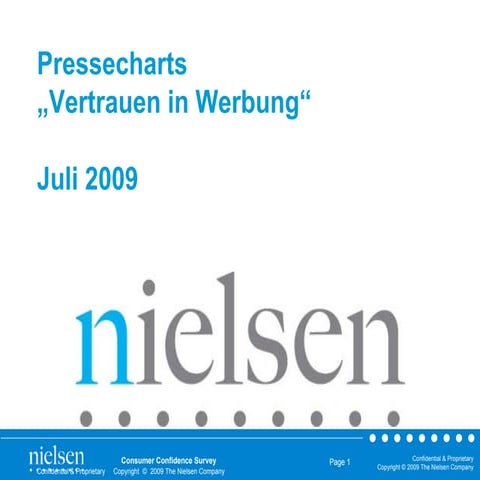 Presse Charts "Vertrauen in Werbung" aus dem Jahre 2009
