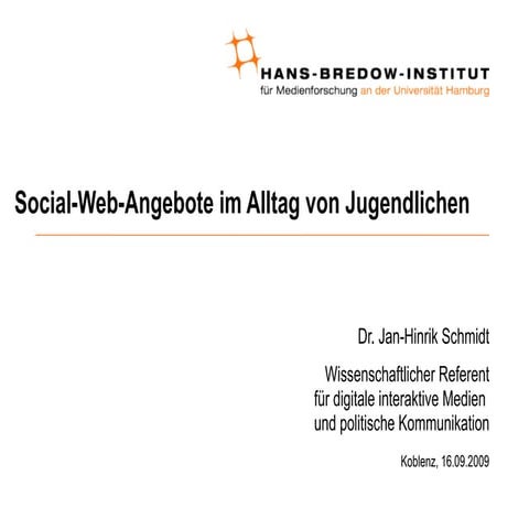 Social-Web-Angebote im Alltag von Jugendlichen