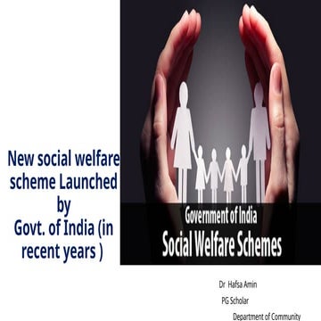 New Social Welfare Schemes By Govt. Of India