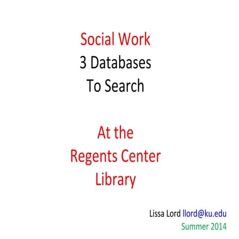 Social Work: 3 Databases to Search