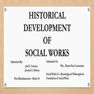 Historical Development of Social Work in the Philippines
