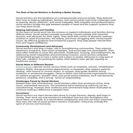 The Compassionate Role of Social Workers