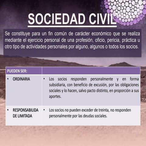 Formas y características de las sociedades civiles | PPT