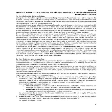 Bloque 2. Explica  el  origen  y  características   del  régimen  señorial  y  la  sociedad estamental en el ámbito cristiano