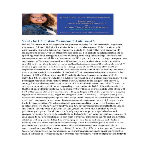 Society For Information Management Assignment 3 docx