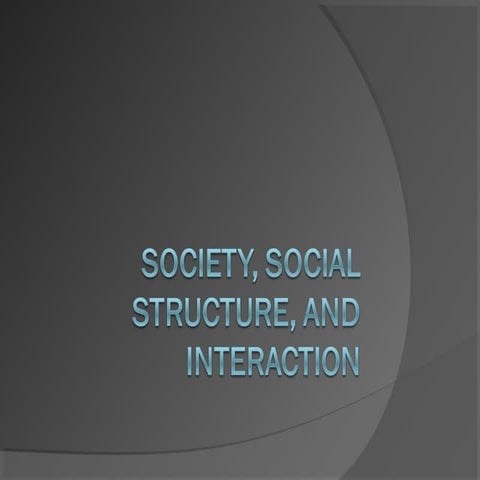Society, social structure, and interaction