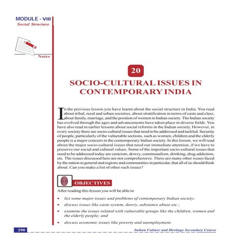 Socio cultural issues in contemporary india