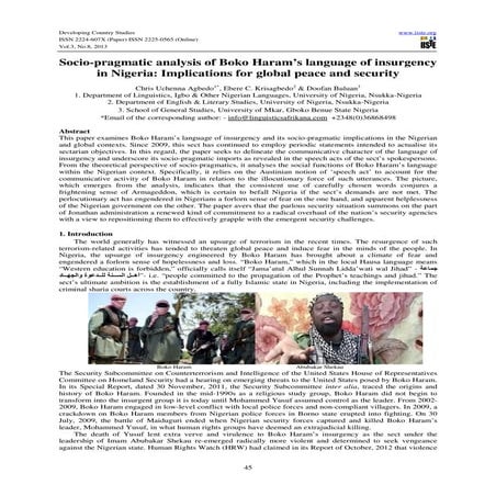 Socio pragmatic analysis of boko haram’s language of insurgency in nigeria