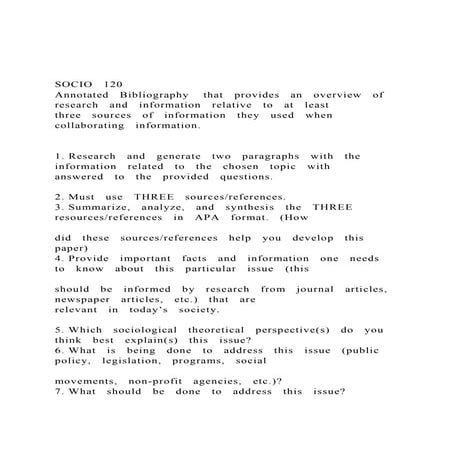 SOCIO   120  Annotated   Bibliography    that   provides   a.docx