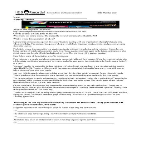 Sociocultural animation exam 1