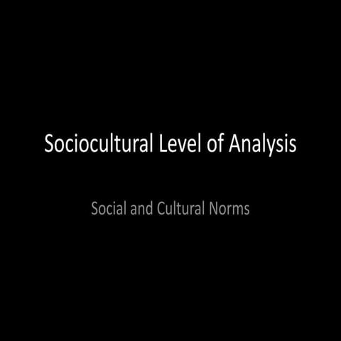 Sociocultural Level of Analysis: Social and Cultural Norms