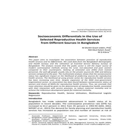 Socioeconomic differentials in the use of selected reproductive health servic...