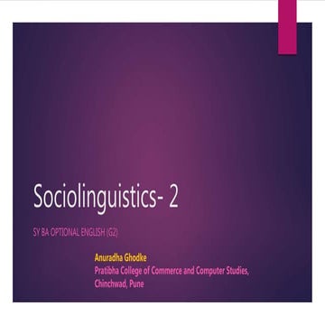 Sociolinguistics  2