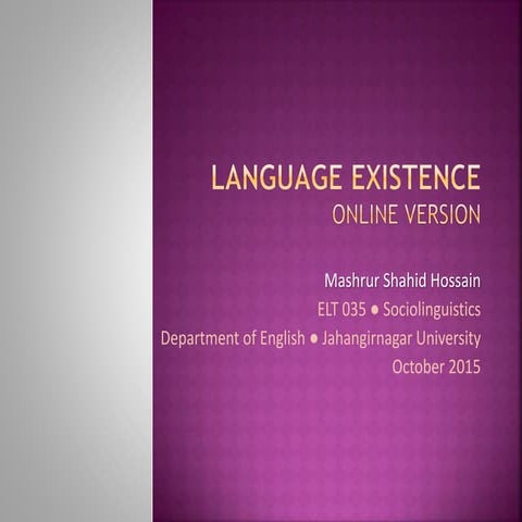 Sociolinguistics - 8. language existence online version