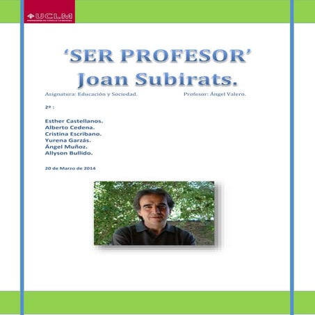 Sociología. ser profesor.