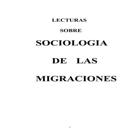 Sociologia De Las Migraciones