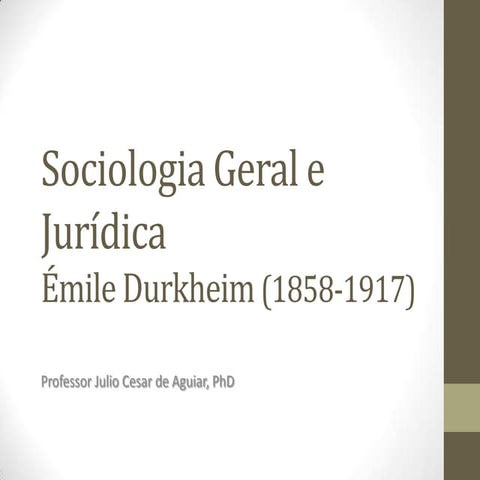 Sociologia geral e jurídica - Emile Durkheim 2014