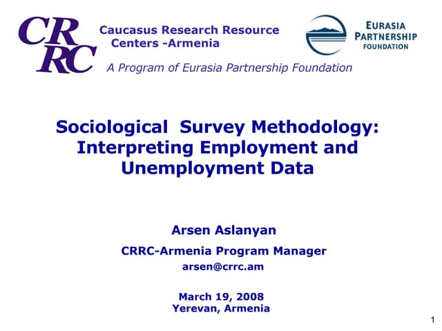 Sociological  Survey Methodology: Interpreting Employment and Unemployment Data