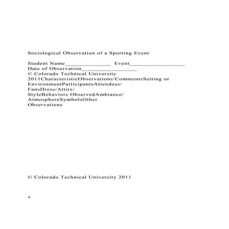 Sociological Observation of a Sporting Event Student N.docx