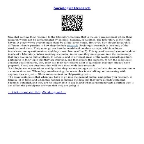 Sociologist Research