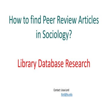 Sociology: Finding Peer Review Articles