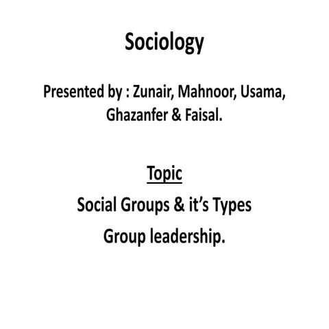 Social Groups in Sociology