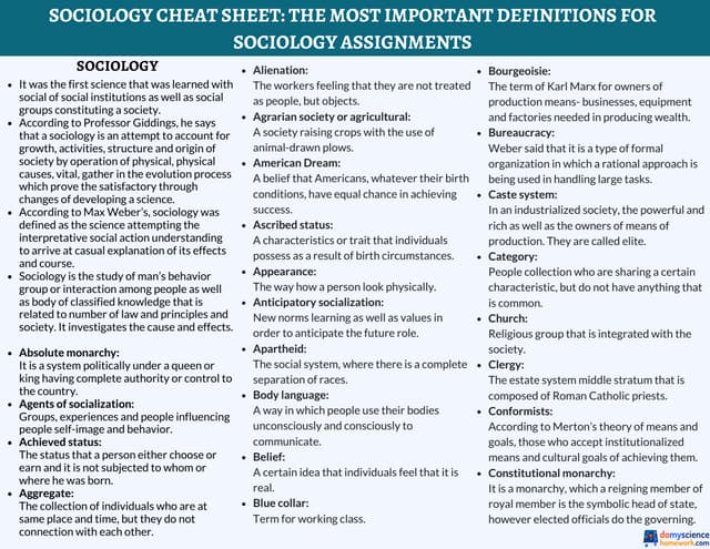 Sociology Cheat Sheet | PDF