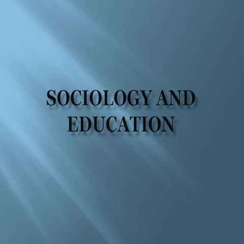 Sociology and education
