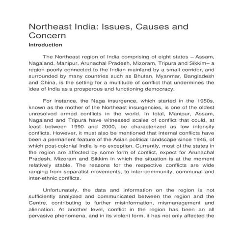 Sociology ( Conflict in North East india )