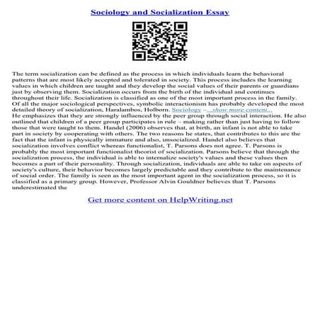 Sociology Essays On Family | PDF