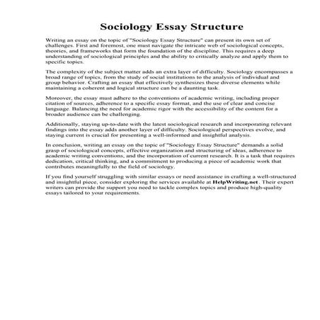 Sociology Essay Structure.  Definition of Sociology, Its Key Features and Con...