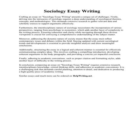 Sociology Essay Writing