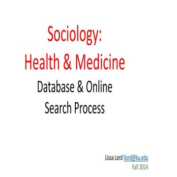 Sociology: Health & Medicine