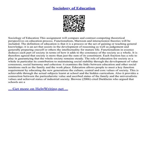 Sociology Of Education | PDF